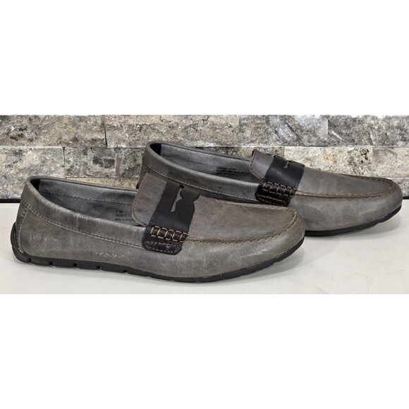 Born Men\'s Andes Leather Penny Loafer Driving Mocs Shoe Gray Black Casual 9.5M main image 14